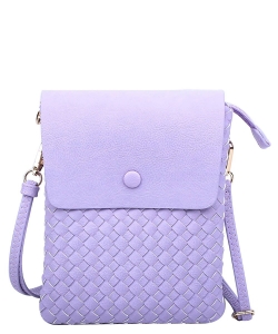 Fashion Woven Flapover Crossbody Bag WU113 LAVENDER